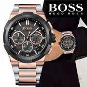 Hugo Boss Supernova Chronograph Black Dial Two Tone Steel Strap Watch for Men - 1513358
