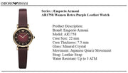 Emporio Armani Gianni T Bar Burgundy Dial Burgundy Leather Strap Watch For Women - AR1758