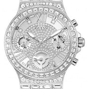 Guess Moonlight Multi Function Diamonds Silver Dial Silver Steel Strap Watch for Women - GW0320L1