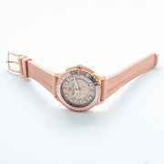 Michael Kors Runway Three Hand Crystal Pave Dial Pink Rubber Strap Watch For Women - MK6854