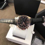 Hugo Boss Driver Chronograph Black Dial Black Leather Strap Watch for Men - 1513092