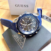 Guess Octane Chronograph Black Dial Blue Rubber Strap Watch For Men - W1047G2