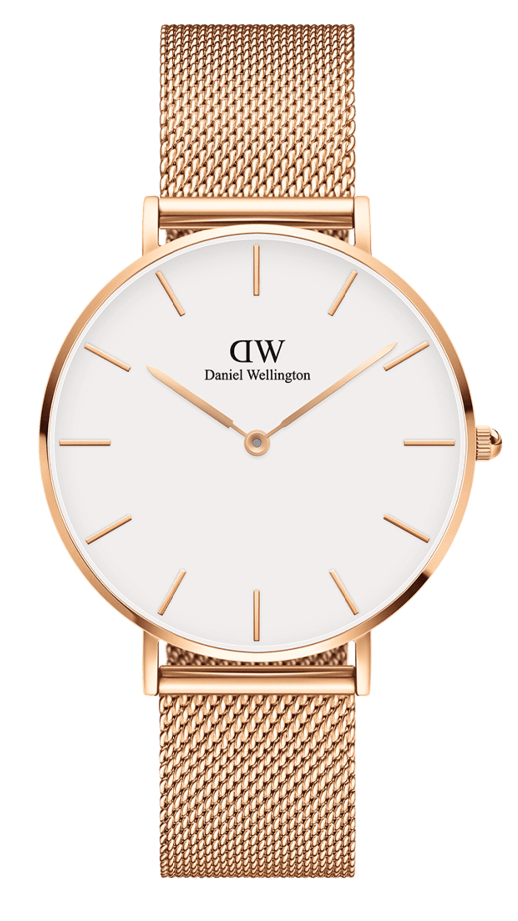 Daniel Wellington Petite Melrose White Dial Rose Gold Mesh Strap Watch For Women - DW00100305