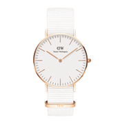 Daniel Wellington Classic Dover White Dial White Nylon Strap Watch For Women - DW00100309