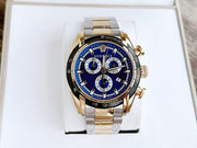 Versace V-Ray Chronograph Quartz Blue Dial Two Tone Steel Strap Watch For Men - VE2I01021