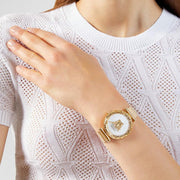 Versace Palazzo Empire Greca White Dial Gold Mesh Bracelet Watch for Women - VEDV00619