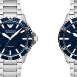 Emporio Armani Sea Explorer Meccanico Automatic Blue Dial Silver Steel Strap Watch For Men - AR60059