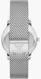 Emporio Armani Minimalist Quartz Blue Dial Silver Mesh Strap Watch For Men - AR11571