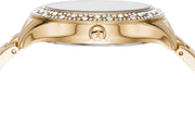 Michael Kors Liliane Mother of Pearl White Dial Gold Steel Strap Watch For Women - MK4555