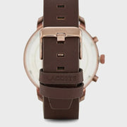 Lacoste Replay Chronograph Black Dial Brown Leather Strap Watch for Men - 2011257
