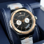 Maserati Circuito Chronograph Black Dial Two Tone Steel Strap Watch For Men - R8873627004