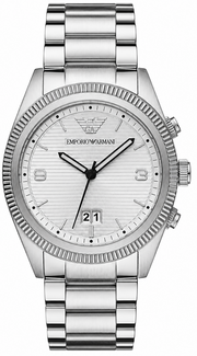 Emporio Armani Classic Silver Dial Silver Steel Strap Watch for Men - AR5894
