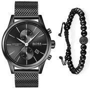 Hugo Boss Associate Chronograph Black Dial Black Mesh Bracelet Watch for Men - 1513769