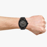 Fossil Machine Chronograph Black Dial Black Steel Strap Watch for Men - FS4927