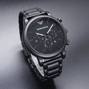 Emporio Armani Luigi Chronograph Black Dial Black Steep Strap Watch For Men - AR11045
