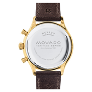 Movado Heritage Chronograph Green Dial Brown Leather Strap Watch For Men - 3650062