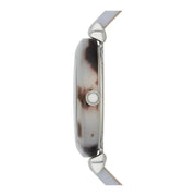 Emporio Armani White Dial Light Blue Leather Strap Watch For Women - AR11002
