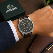 Lacoste Continental Gray Dial Brown Leather Strap Watch for Men - 2011020