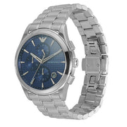 Emporio Armani Renato Chronograph Blue Dial Silver Steel Strap Watch For Men - AR11528