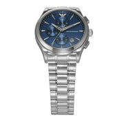 Emporio Armani Renato Chronograph Blue Dial Silver Steel Strap Watch For Men - AR11528
