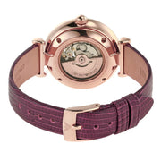 Emporio Armani Meccanico Automatic Silver Dial Red Leather Strap Watch For Women - AR60044
