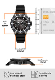 Emporio Armani Diver Chronograph Black Dial Black Silicone Strap Watch For Men - AR11515