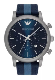 Emporio Armani Luigi Chronograph Quartz Blue Dial Blue Nylon Strap Watch For Men - AR1949