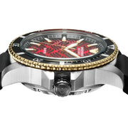Emporio Armani Sea Explorer Meccanico Automatic Red Dial Black Silicon Strap Watch For Men - AR60070
