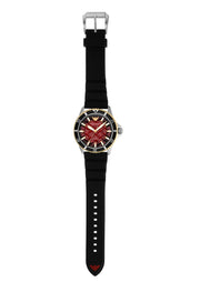 Emporio Armani Sea Explorer Meccanico Automatic Red Dial Black Silicon Strap Watch For Men - AR60070