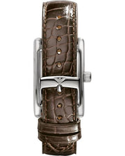 Emporio Armani Classic Beige Dial Brown Leather Strap Watch For Women - AR0155