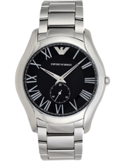 Emporio Armani Valente Quartz Black Dial Silver Steel Strap Watch For Men - AR11086
