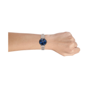 Emporio Armani Gianni T Bar Crystal Blue Dial Two Tone Steel Strap Watch For Women - AR11092