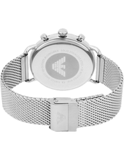 Emporio Armani Chronograph Black Dial Silver Mesh Bracelet Watch For Men - AR11104