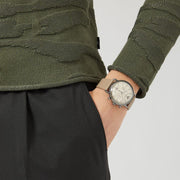 Emporio Armani Aviator Chronograph Grey Dial Beige Leather Strap Watch For Men - AR11107