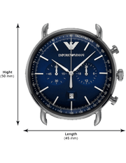 Emporio Armani Aviator Chronograph Blue Dial Silver Steel Strap Watch For Men - AR11238