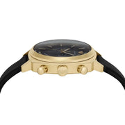 Emporio Armani Ruggero Chronograph Black Dial Black Leather Strap Watch for Men - AR11690