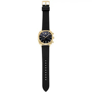 Emporio Armani Ruggero Chronograph Black Dial Black Leather Strap Watch for Men - AR11690