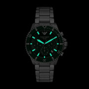 Emporio Armani World Explorer Solar Chronograph Green Dial Silver Steel Strap Watch for Men - AR11741