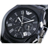Emporio Armani Valente Chronograph Black Dial Black Ceramic Strap Watch For Men - AR1400