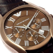 Emporio Armani Valente Classic Brown Dial Brown Leather Strap Watch For Men - AR1609