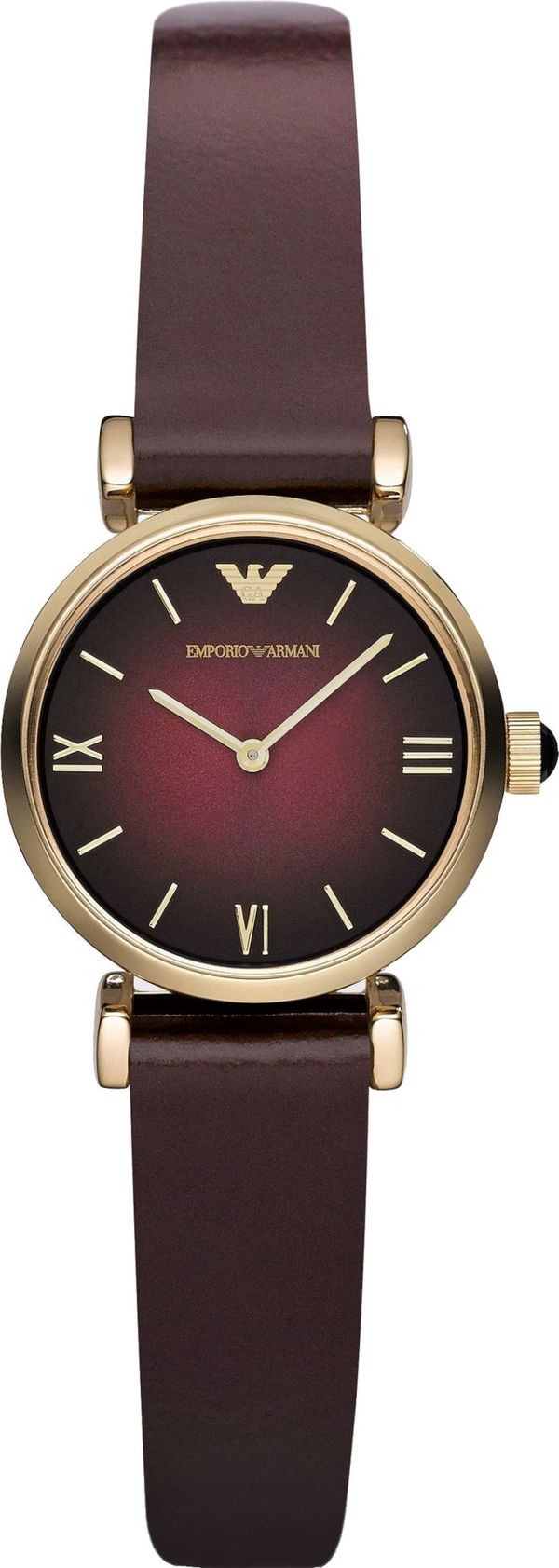 Emporio Armani Gianni T Bar Burgundy Dial Burgundy Leather Strap Watch For Women - AR1758