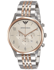 Emporio Armani Beta Chronograph Grey Dial Two Tone Steel Strap Watch For Men - AR1864