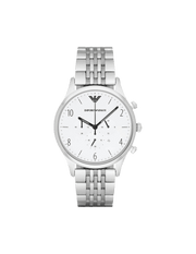 Emporio Armani Classic Chronograph Silver Dial Silver Steel Strap Watch For Men - AR1879