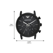 Emporio Armani Luigi Chronohraph Black Dial Black Leather Strap Watch For Men - AR1970