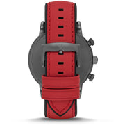Emporio Armani Luigi Chronograph Black Dial Red Leather Strap Watch For Men - AR1971