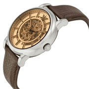 Emporio Armani Luigi Meccanico Brown Dial Brown Leather Strap Watch Fo