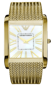 Emporio Armani Mother of Pearl Dial Gold Mesh Bracelet Watch For Men - AR2016