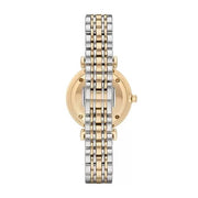 Emporio Armani Gianni T Bar Analog White Dial Two Tone Steel Strap Watch For Women - AR2076