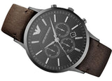 Emporio Armani Sportivo Chronograph Black Dial Brown Leather Strap Watch For Men - AR2462