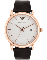 Emporio Armani Luigi White Dial Brown Leather Strap Watch For Men - AR